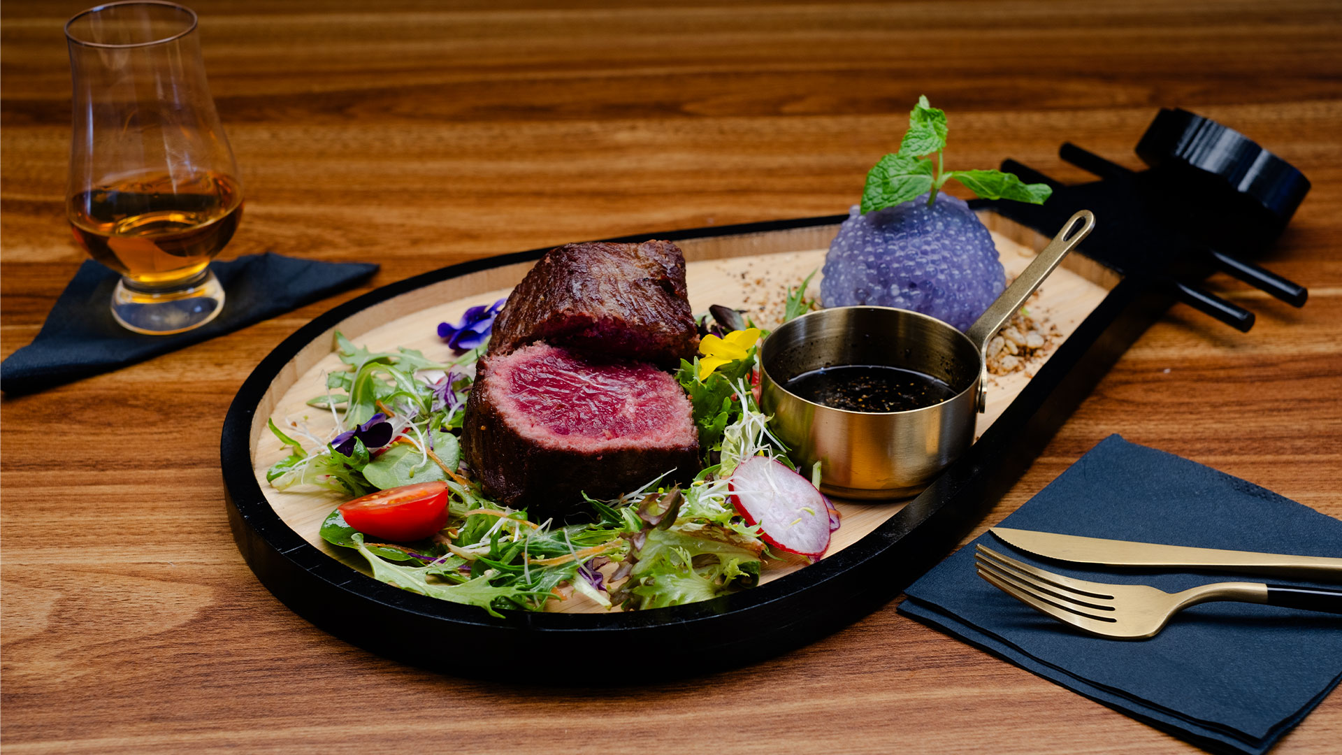 restaurant with bar and dining.